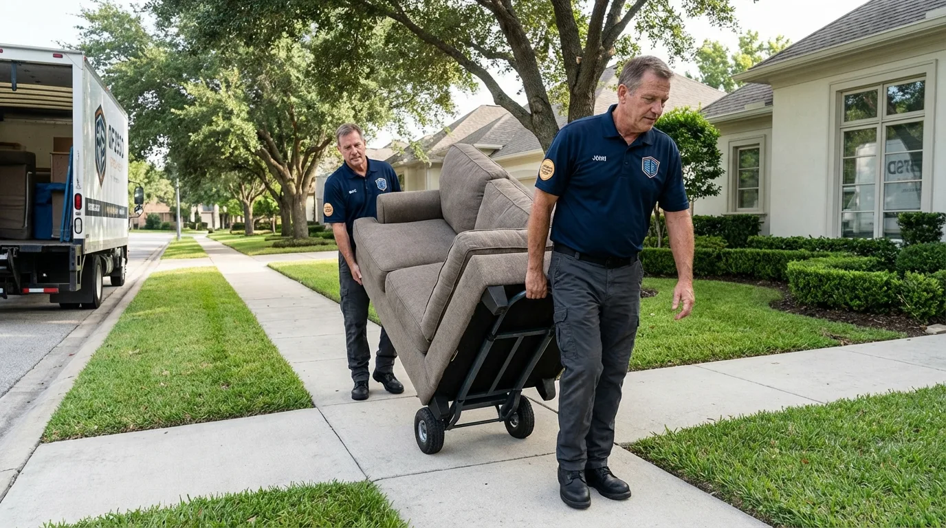 Local residential moving crew loading furniture in Ridgewood, NJ